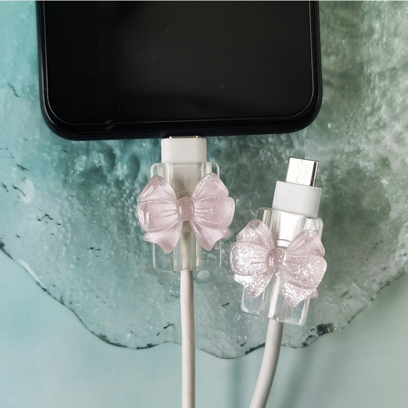 Spring Roll Wrapper - 2Pcs Pelindung Kabel Charger Transparan Gaya